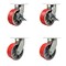 Service Caster 8'' Heavy Duty Red Poly on Cast Iron Caster Set 4 Swivel Locks 2 Brakes, 4PK CRAN-KP92S830-PUR-RS-SLB-BSL-2-BSL-2 - alternate 1
